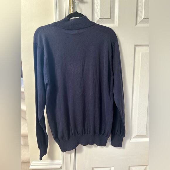 Turtleson Navy Pima Cotton Quarter Zip Sweater - Picture 3 of 6